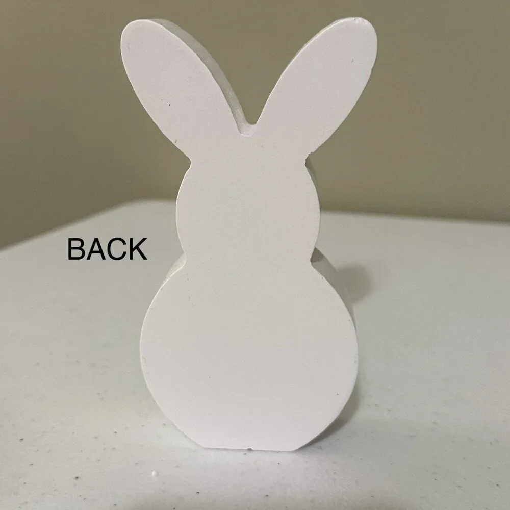 Small HELLO SPRING wood sign AND Easter Bunny Buffalo plaid spring tiered tray
